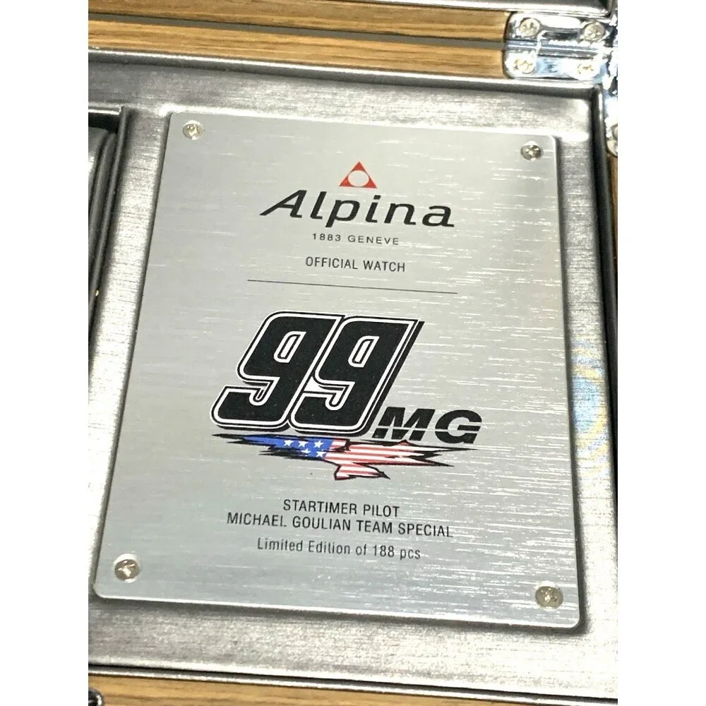 Alpina Watch Box Presentation Brown Wooden Case Startimer Pilot 99 Display Empty